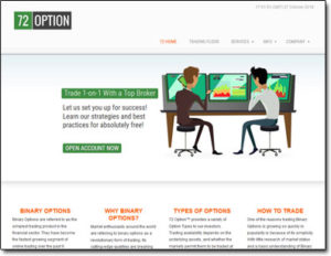 72Option Broker Website Screenshot