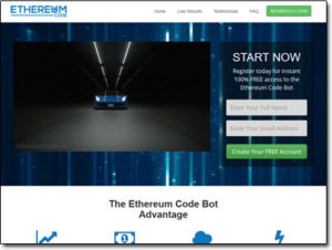 Ethereum Code Bot Website Screenshot