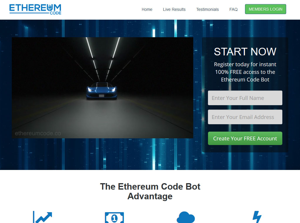 Ethereum Code System Website Screenshot