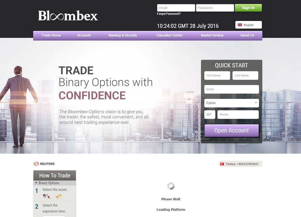 Bloombex Options Website Screenshot