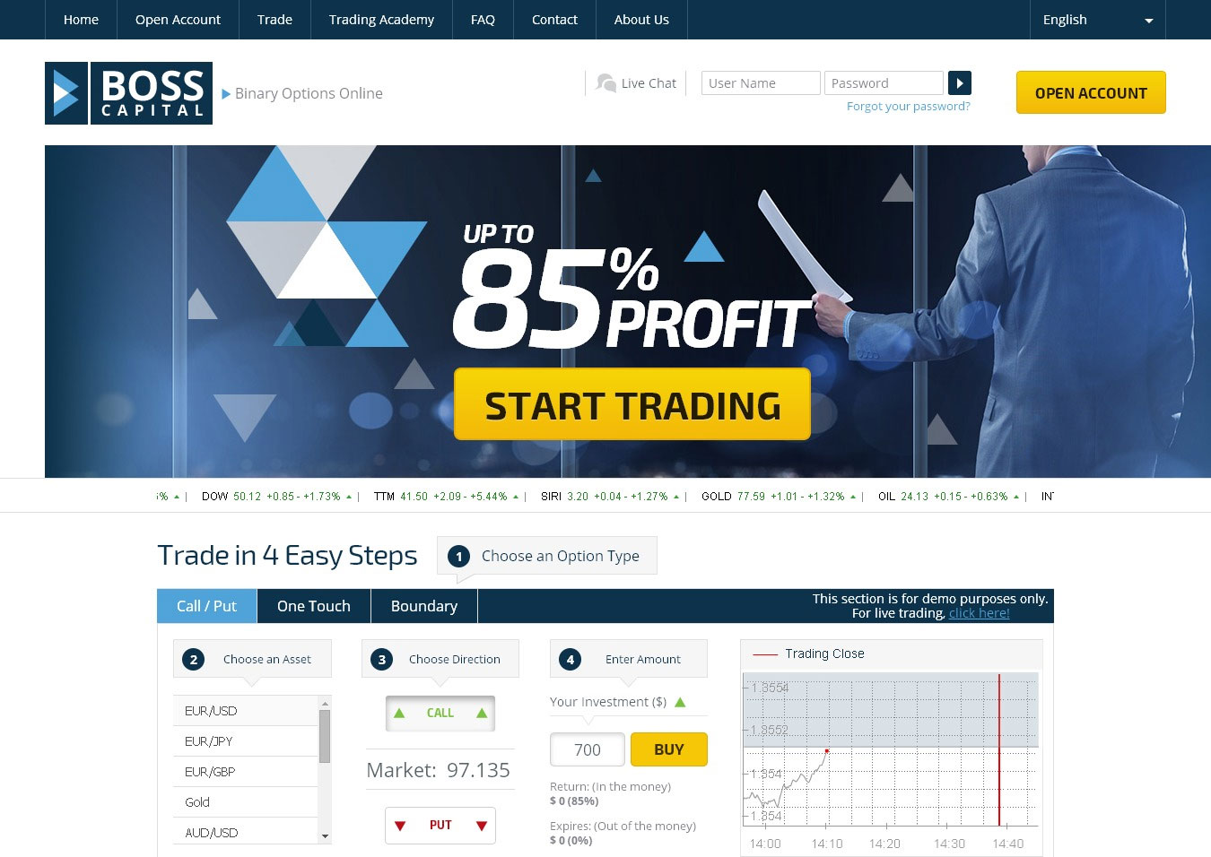 Boss Capital Broker Website Screenshot