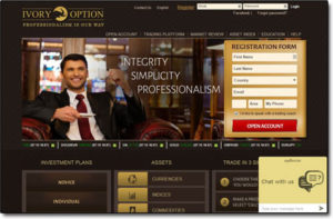 Ivory Option Broker Website Screenshot