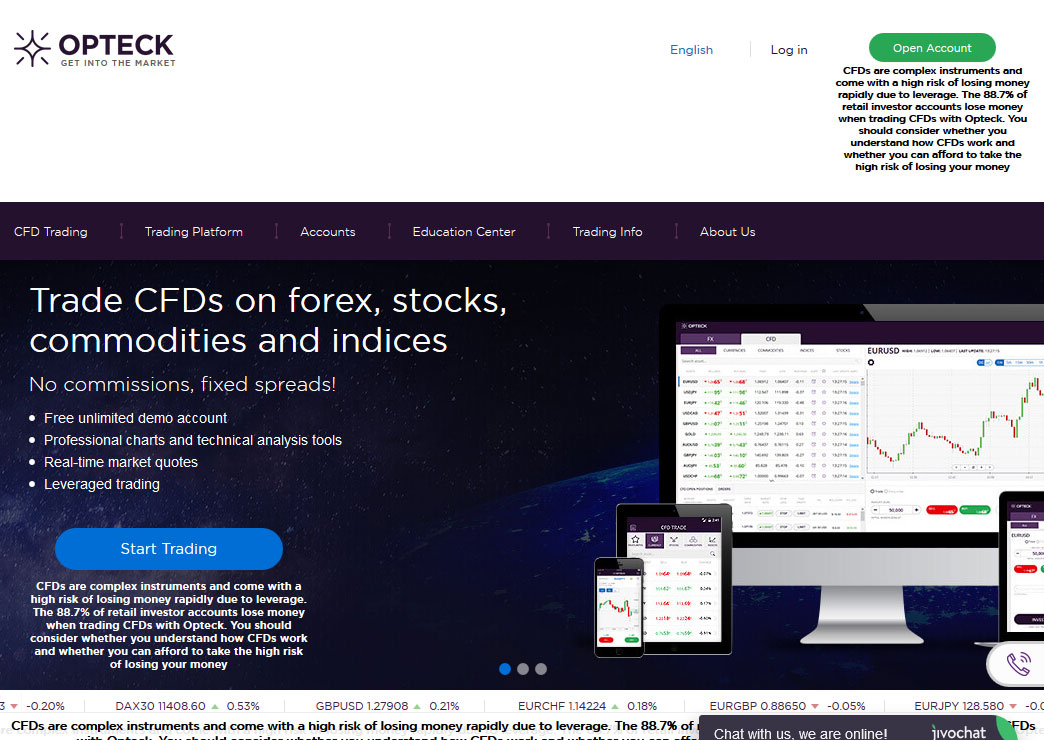 Opteck Broker Website Screenshot
