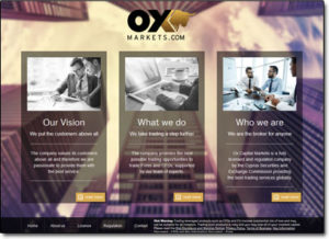 OX Markets Broker Website Screenshot
