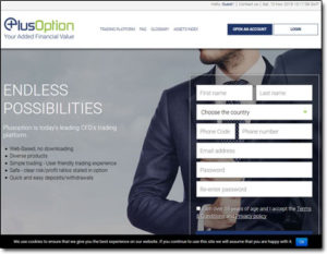 PlusOption Broker Website Screenshot