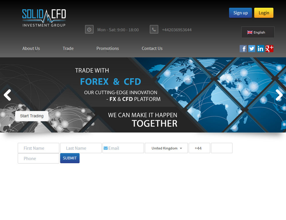 Solid CFD Broker Website Screenshot