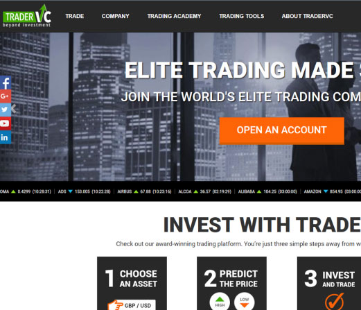 TraderVC Website Screenshot