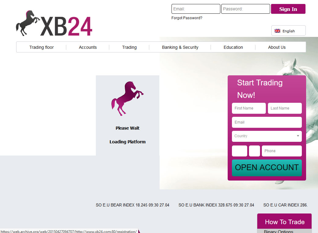 XB24 Broker Website Screenshot