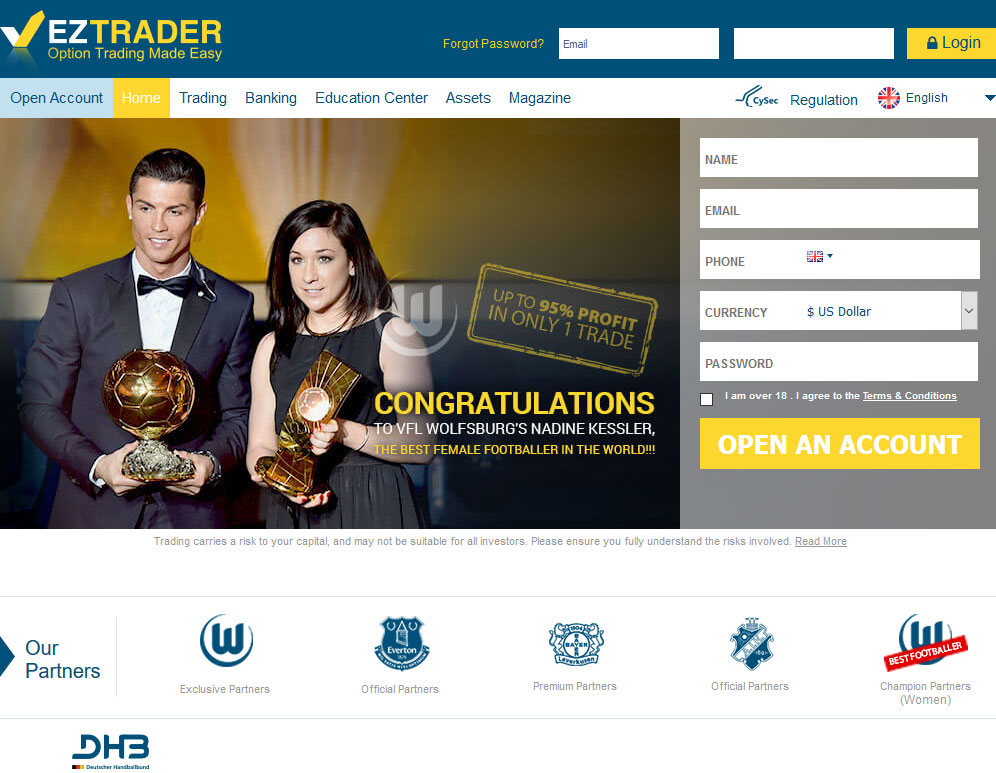 EZTrader Broker Website Screenshot