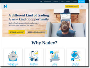 NADEX Broker Website Screenshot