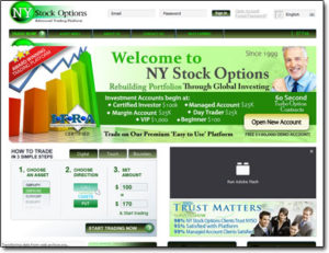 NY Stock Options Broker Website Screenshot