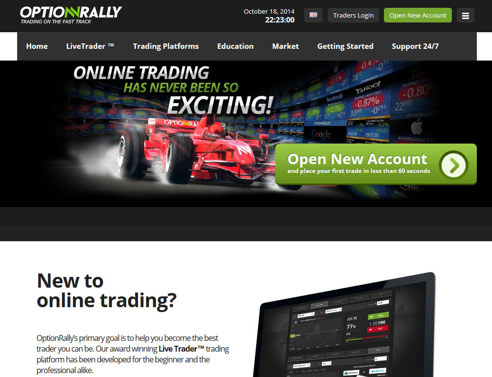 OptionRally Broker Website Screenshot