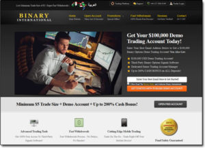Binary International Broker Website Screenshot