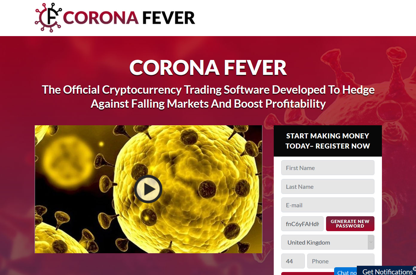 Corona Fever Invest Website Screenshot